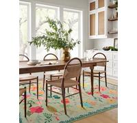 CRYPTOLITE Area Rug 8x10, Washable Large Rugs for Living Room, Non Slip 0.27" Low Pile Vintage Floral Large Carpet for Bedroom, Dining Room, Kids Playroom (Green)