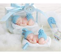 Crysdaralovebi 10 unids/lote Fiesta de los niños Vela Baby Shower Favor Party Gift-Sleep Baby Smokeless Candle Kids Cute Birthday Party Decoración (azul)