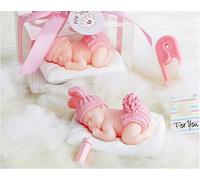 Crysdaralovebi 10 unids/lote Vela de fiesta para niños Baby Shower Favor Party Gift-Sleep Baby Smokeless Candle Kids Cute Birthday Party Decoración (rosa)