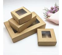 Crysdaralovebi 50 cajas de jabón de papel de varios tamaños con ventana de PVC transparente, caja de caramelos, caja de regalo de boda, fiesta de cumpleaños, paquete de regalo (11,5 x 7 x 3,5 cm)