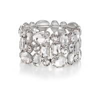 Crysdue Pulsera de boda marquesa para novias, damas de honor, pulsera elástica Art Deco de cristal austriaco para boda, fiesta de graduación, 6.3in*1.4in, Cristal, cristal