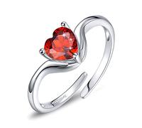 CRYSLOVE Anillo Mujer Plata de Ley 925,Anillo Piedra de Nacimiento Mujer de 12 Meses Corazón Cumpleaños, Anillo de Abrazo Ajustable Joyería Promesa de Compromiso de Boda de Aniversario