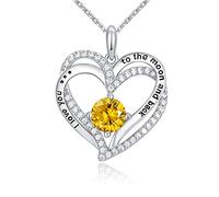 CRYSLOVE Collare de Mujer Plata Amor Colgante de Corazón Birthstone Collar Joyas, Cumpleaños Aniversario Navidad Joyas Regalos para su Novia Mamá Esposa