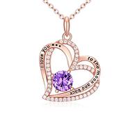 CRYSLOVE Collares Mujer Plata de Ley 925 Amor Colgante de Corazón Collar de Piedra de Nacimiento,Joyas Mujer Regalo Cumpleaños Aniversario para Esposa Madre Mama Novia Niña