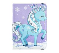 Crysstal Unicornios con copos de nieve Soporte de cuero para pasaporte para viajes, fundas ocultas seguras para pasaporte para mujeres viajes de negocios, Unicornios Crysstal con copos de nieve, Talla