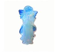 Crystal Angel Figurine - 4.3 × 2 × 1.2 in Hand-Carved Stone Statue (Opalite, Rose Quartz, Opal, Clear Quartz) for Home Office Spiritual Décor(Opalite)