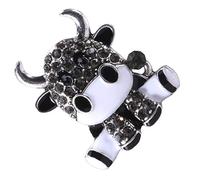 Crystal Animal Rhinestones Brooch Lapel Pin of Ox Brooches Costume Jewelry Wedding Bouquets Kit Decorations for New Year Party Brown