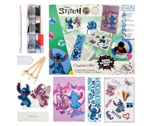 Crystal Art Mega Activity Set - Kit Original de Diamond Painting, Stitch y Angel, Colección Disney Lilo y Stitch, Set de Actividades con Figura de Madera Tarjeta Marcapáginas y Pegatinas, 6+
