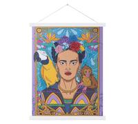 Crystal Art Scroll - Kit Original de Diamond Painting, Frida Kahlo, Decoración de Pared con Cristales de Resina Brillantes y Barras de Madera, 40 x 50 cm, CAS-31FRK908L