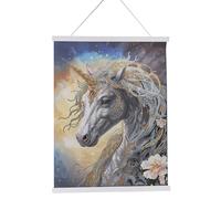 Crystal Art Scroll - Kit Original de Diamond Painting, Unicornio Cósmico, Decoración de Pared con Cristales de Resina Brillantes y Barras de Madera, 40 x 50 cm, CAS-056L