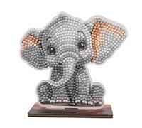 Crystal Art Wildlife Buddies - Kit Original de Diamond Painting, Elefante, Set de Manualidades para Niños 6+ con Cristales de Resina Brillantes y Soporte de Madera, 11 cm, CAFGR-31GEN038