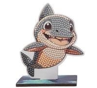 Crystal Art Wildlife Buddies - Kit Original de Diamond Painting, Tiburón, Set de Set de Manualidades Para Niños 6+ con Cristales de Resina Brillantes y Soporte de Madera, 11 cm, CAFGR-31GEN053