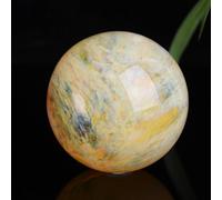 Crystal Ball, 1 Set K9 Crystal Ball Decorative Ball with Wooden Stand for Photography Office Decoration,Yellow-19cm