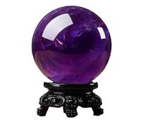 Crystal Ball Amethyst Ball Quartz Crystal Gemstone Sphere with Stand Polished Crystal Sphere for Feng Shui and Home Decor,8cm