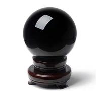 Crystal Ball Black Obsidian Crystal Ball Decorative Ball, Crystal, Divination Sphere Fortune Telling Ball with Wooden Stand,Diameter3cm/1.2"