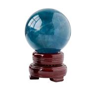 Crystal Ball, Blue Fluorite Crystals Polished Stone Divination with Wooden Stand for Yoga Balance Home Decoration,60~70mm Gemstone Stone
