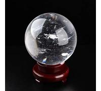Crystal Ball Decor Smelting Quartz Crystal Balls White Crystal Sphere with Wooden Stand Clear Crystal Gaze Fortune Telling Crystal Ball for Divination,12cm/4.7in