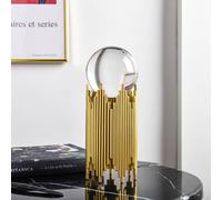 Crystal Ball Glass Ball Transparent Round Crystal Ball with Exquisite Metal Bracket Decorative Home Living Room Office,Dining Room Coffee Table,C-Short