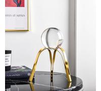 Crystal Ball Glass Ball Transparent Round Crystal Ball with Exquisite Metal Bracket Decorative Home Living Room Office,Dining Room Coffee Table,A-Short