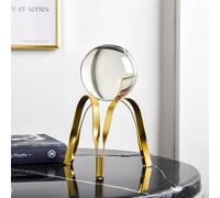 Crystal Ball Glass Ball Transparent Round Crystal Ball with Exquisite Metal Bracket Decorative Home Living Room Office,Dining Room Coffee Table,A-Tall