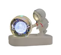 Crystal Ball Light, Creative Astronaut, 4.53x3.74x2.17 Inches USB Rechargeable LED Base Night Lights with Light-Up Crystals Globe, Desk Ornament for Bedroom and Kids Room Decor Use