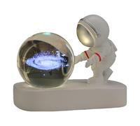 Crystal Ball Light, Creative Astronaut, 4.53x3.74x2.17 Inches USB Rechargeable LED Base Night Lights with Light-Up Crystals Globe, Desk Ornament for Bedroom and Kids Room Decor Use