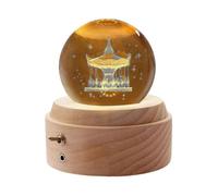 Crystal Ball Music Box, 360 Rotating, Wooden Base, Glow At Night with Projectionirthday Party Valentine's Day Christmas Mother's Day @bugu E