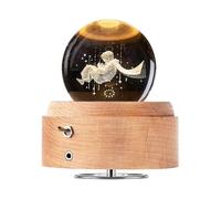 Crystal Ball Music Box, 360 Rotating Wooden Music Box with Light, Gift for Christmas, Thanksgiving, Birthday, Valentine's Day - Prince