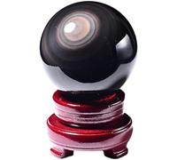 Crystal Ball Obsidian Crystal Ornament Lucky Transfer Office Desktop Ornament with Bracket Feng Shui Divination Crystal Ball Home Decor Ornaments,obsidian-12cm