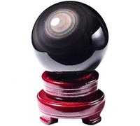 Crystal Ball Obsidian Crystal Ornament Lucky Transfer Office Desktop Ornament with Bracket Feng Shui Divination Crystal Ball Home Decor Ornaments,obsidian-4cm