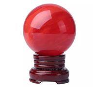 Crystal Ball Ornament Smelting Red Feng Shui Desktop Ornaments Living Room Office Study Home Decoration Display Sphere,18cm/7.1in
