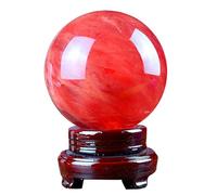 Crystal Ball, Red Melting Quartz Crystal Ball, Crystal Sphere with Stand, Feng Shui Crystals Gemstone Ball for Wealth Divination Home Decoration,10cm