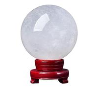Crystal Ball White Clear Quartz Gemstone Ball with Stand Ball Home Decor Prosperous Love Invite Wealth Wishing,90mm