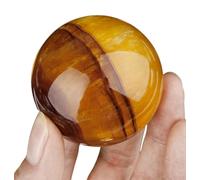 Crystal Ball Yellow Fluorite Polished Divination Ball Decorative Sphere Tabletop Ornament Festival Gift for Living Bedroom Office,50~60mm