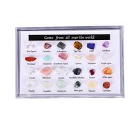 Crystal Box - Clear Divided Gemstone Display Case, 24 Natural Crystal Stones Storage Tray for Minerals, Collectibles | Decorative Box for Meditation, Energy Healing, Teaching Display, Home Decor