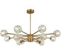 Crystal Brass Pendant Lighting Mid Century Chandelier Ceiling Light for Kitchen Dining Room Living Room,Copper,5+5(8+4)