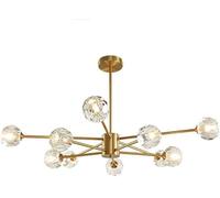Crystal Brass Pendant Lighting Mid Century Chandelier Ceiling Light for Kitchen Dining Room Living Room,Copper,5+5(5+5)