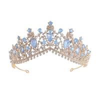 Crystal Bridal Tiaras And Crowns Rhinestone Prom Princess Crown Tiara For Women Wedding Hair Accessories para Bodas(Blue Gold)