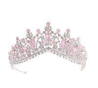 Crystal Bridal Tiaras And Crowns Rhinestone Prom Princess Crown Tiara For Women Wedding Hair Accessories para Bodas(Pink Silver)
