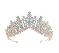 Crystal Bridal Tiaras And Crowns Rhinestone Prom Princess Crown Tiara For Women Wedding Hair Accessories para Bodas(Green Gold)