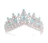 Crystal Bridal Tiaras And Crowns Rhinestone Prom Princess Crown Tiara For Women Wedding Hair Accessories para Bodas(Green Silver)