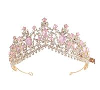 Crystal Bridal Tiaras And Crowns Rhinestone Prom Princess Crown Tiara For Women Wedding Hair Accessories para Bodas(Pink Gold)