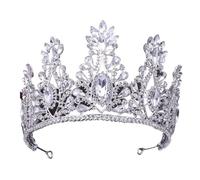 Crystal Bridal Tiaras Crowns Big Rhinestone Diadem Veil Tiara Bride Headbands Wedding Hair Accessories para Bodas(Silver)