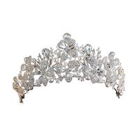 Crystal Bridal Tiaras Cubic Zircon Crown Rhinestone Pageant Diadem Headpieces Wedding Hair Accessories para Bodas(Silver flower6)