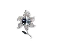 Crystal Brooch European and American Style Multi-Purpose Design for Women Silk Scarf Buckle Shawl Buckle Gift Box 6.4x4.5cm (Light Blue)