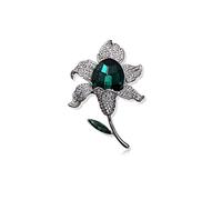 Crystal Brooch European and American Style Multi-Purpose Design for Women Silk Scarf Buckle Shawl Buckle Gift Box 6.4x4.5cm (Green)