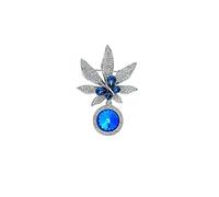 Crystal Brooch Female Elegant European and American Style Multi-Functional Clothing Badge Silk Scarf Buckle Gift Box 6.1x3.6cm (Sky Blue)