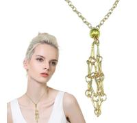Crystal Cage Necklace - 60cm Adjustable Necklace Holder | Stainless Steel Bamɓoo Woven Mesh Pendant Crystal Cage | Gold Silver Black Bronze Jewelry Holder Stone NecklaceAccessory