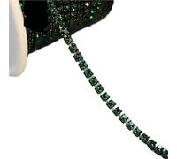 Crystal-Castle 10 Yard Rhinestones Trim Stone Cup Chain Gold Diamond Strass Decorative Applique Crystal Trimmings For Dresses(Emerald,SS6)