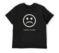 Crystal Castles Band Sad Face Print Unisex T-Shirts Men tee Cotton Tops Black Shirt XXL